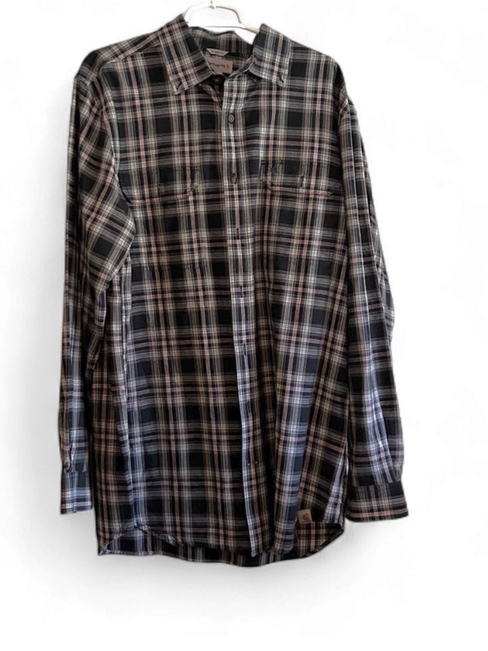 Carhartt Men’s Plaid Button-Down Shirt Large Tall